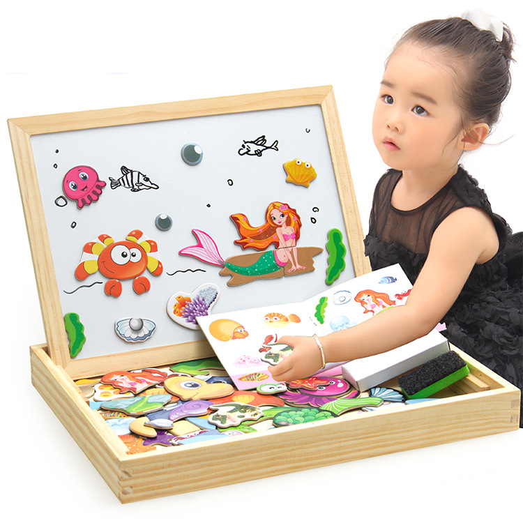 Small master magnetic animal fight spell music drawing board three-dimensional puzzle changeable board blackboard puzzle wooden toys - Image 9