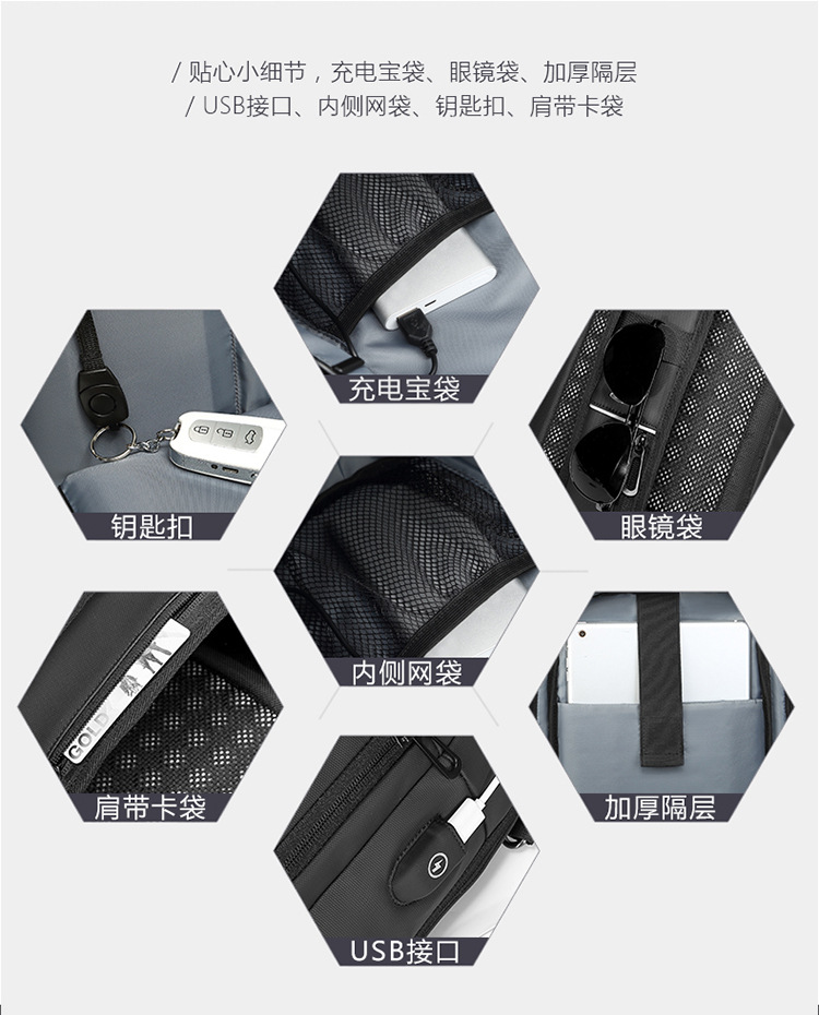 2019 trend models outdoor leisure shoulder bag travel Messenger bag custom boutique fashion men's chest bag - Image 2