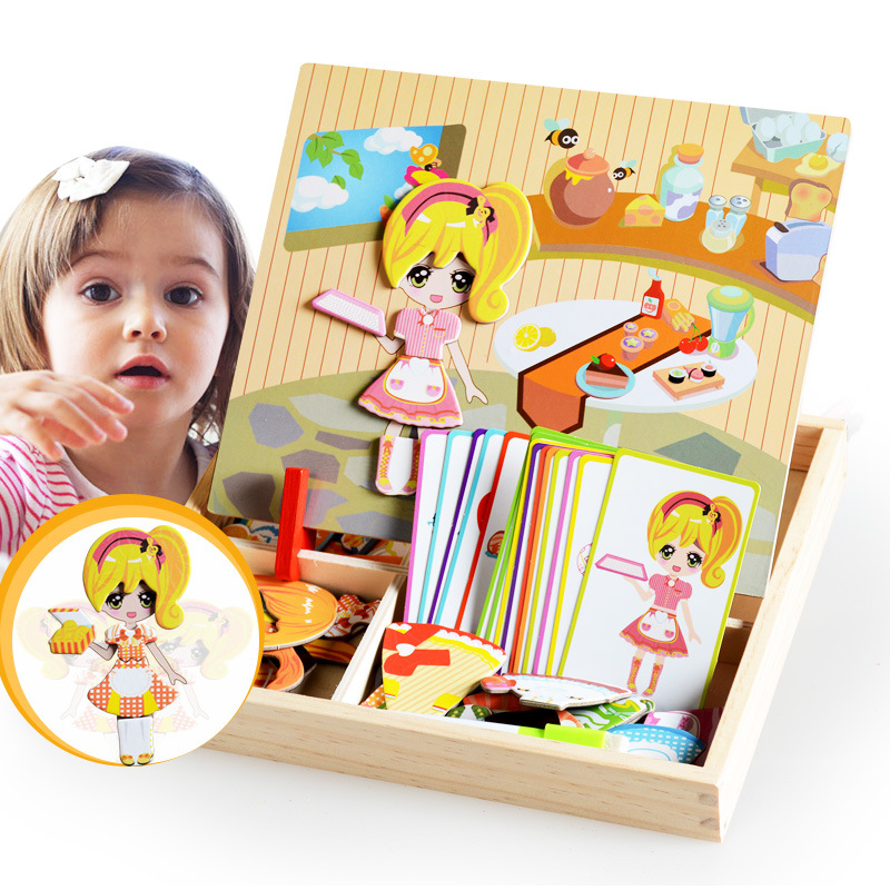 Small master magnetic animal fight spell music drawing board three-dimensional puzzle changeable board blackboard puzzle wooden toys - Image 11