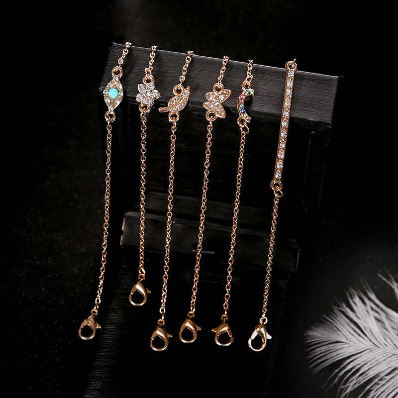 Europe and the United States minimalist simple female personality butterfly diamonds leaves eyes pine bracelets jewelry six-piece suit bracelet - Image 4