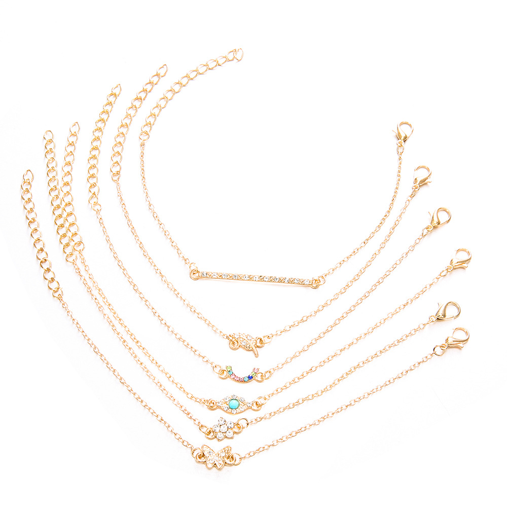 Europe and the United States minimalist simple female personality butterfly diamonds leaves eyes pine bracelets jewelry six-piece suit bracelet - Image 5