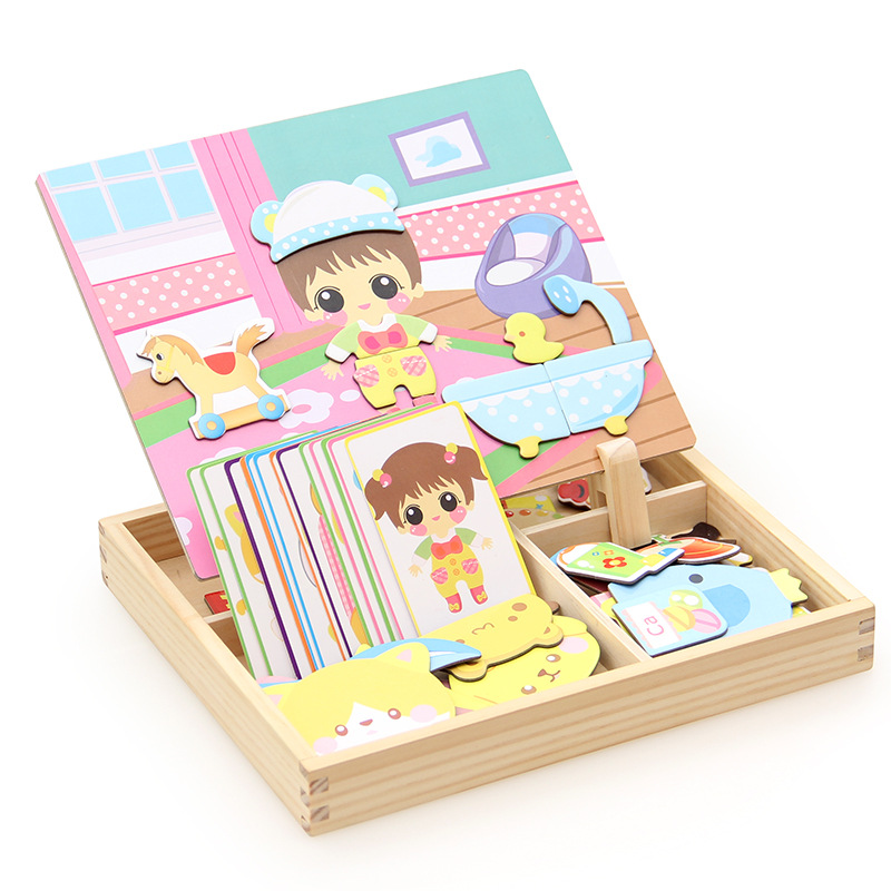 Small master magnetic animal fight spell music drawing board three-dimensional puzzle changeable board blackboard puzzle wooden toys - Image 12