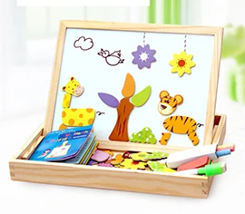 Small master magnetic animal fight spell music drawing board three-dimensional puzzle changeable board blackboard puzzle wooden toys - Image 2