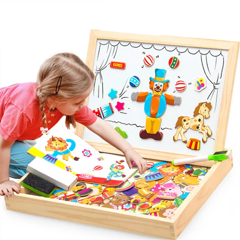 Small master magnetic animal fight spell music drawing board three-dimensional puzzle changeable board blackboard puzzle wooden toys - Image 7