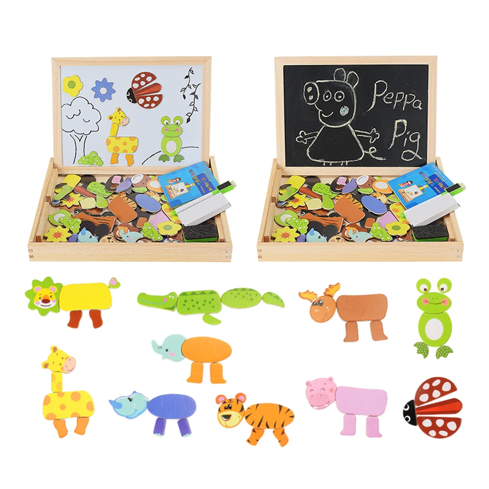 Small master magnetic animal fight spell music drawing board three-dimensional puzzle changeable board blackboard puzzle wooden toys - Image 6