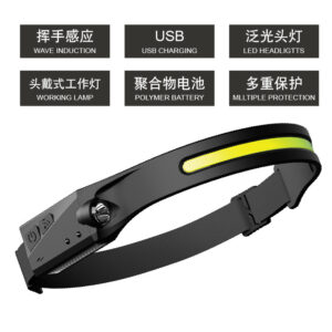 Cross-border new wave sensor COB headlight outdoor riding light USB charging night running light LED strong light headlight
