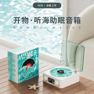 Retro listening to the sea vinyl wireless Bluetooth speaker alarm clock small record player high-quality female and male birthday gift audio