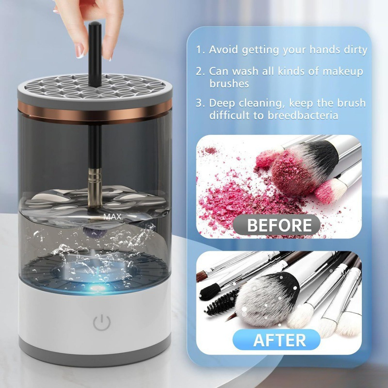 Cross-border 2024 new USB direct plug automatic makeup brush cleaner lazy electric cleaning and drying two-in-one - Image 3