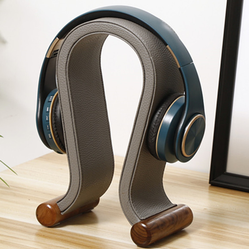 alineart bluetooth headset stand walnut u head wear leather headset stand display stand hanger ornaments decoration - Image 2